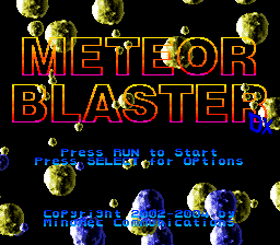 title screen for Meteor Blaster DX